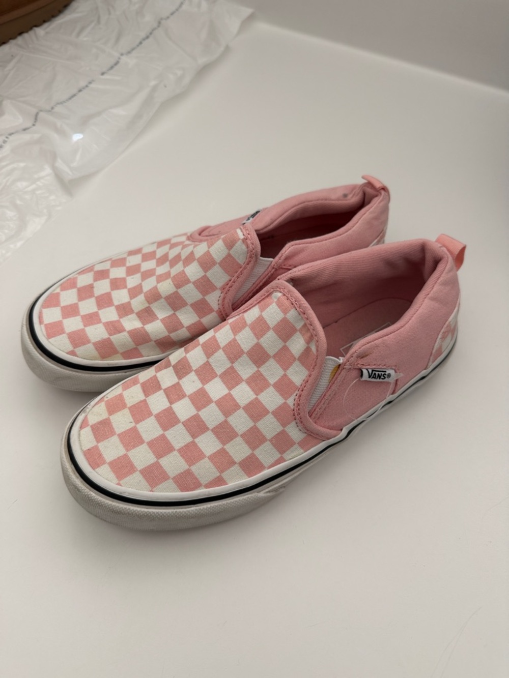 Vans Slip-On Checkerboard Sneakers - Light Pink & White